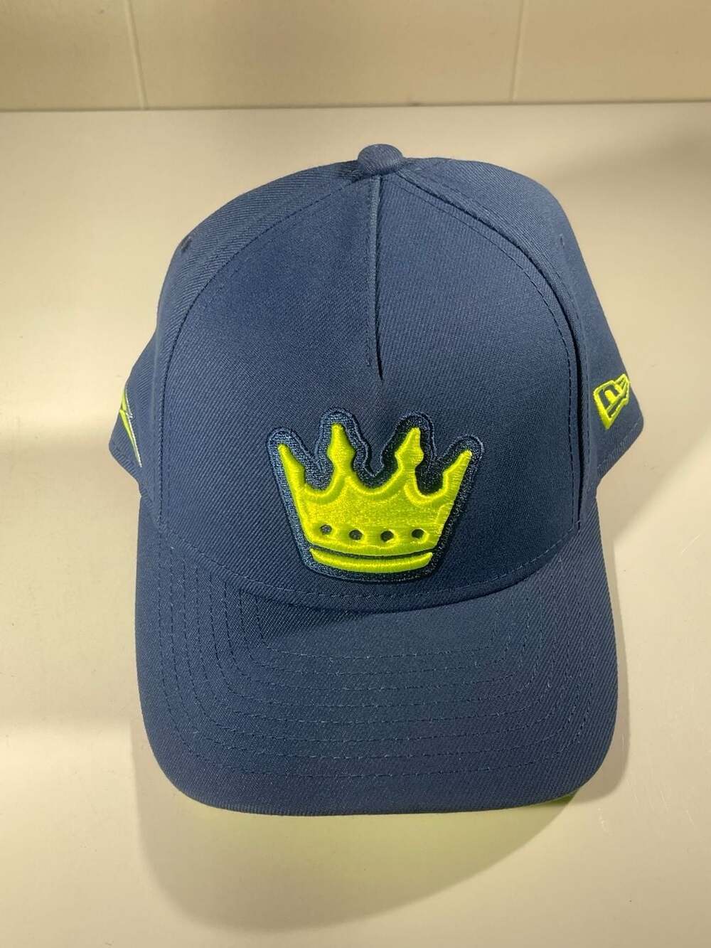New Era 9FORTY Blue Cap with Neon Yellow Crown Logo and Snapback